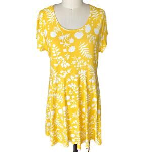 BOBBIE BROOKS Ladies Yellow & White Floral Knit Dress ~ XL